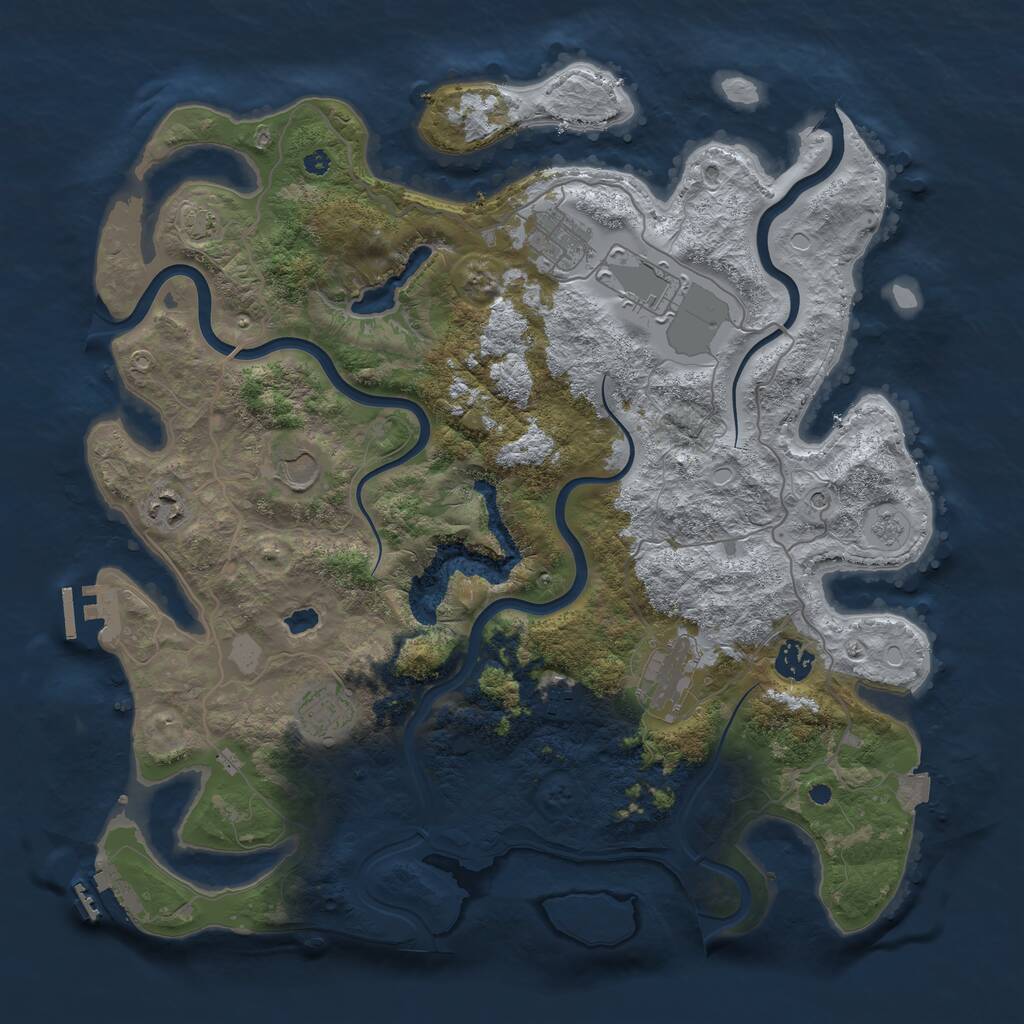 Rust Map: Procedural Map, Size: 4000, Seed: 23300, 14 Monuments