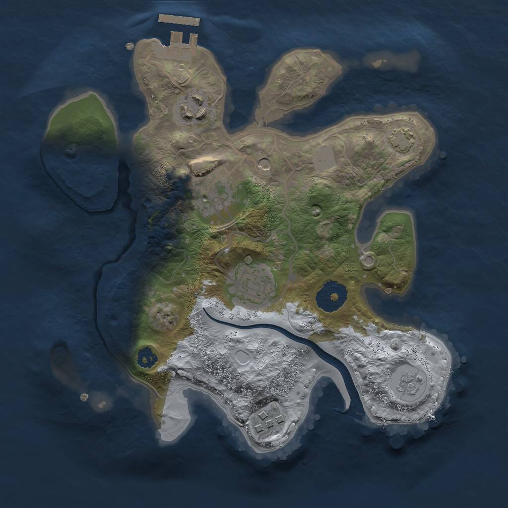 Rust Map: Procedural Map, Size: 2500, Seed: 1229658752, 9 Monuments