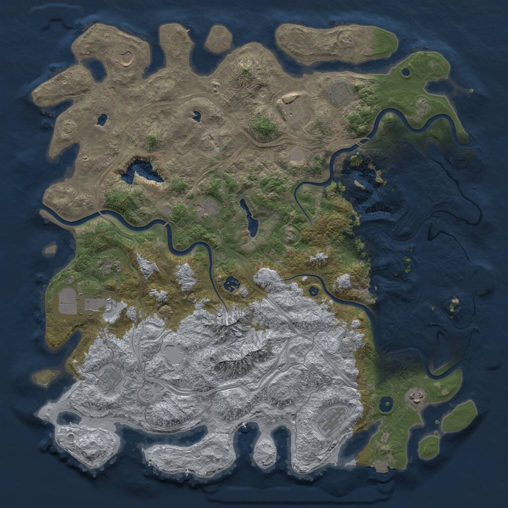 Rust Map: Procedural Map, Size: 5000, Seed: 1011946149, 16 Monuments