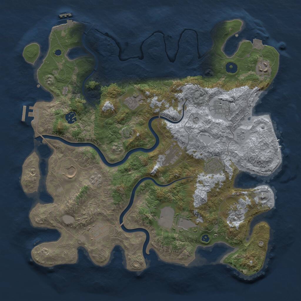 Rust Map: Procedural Map, Size: 3900, Seed: 512327571, 17 Monuments