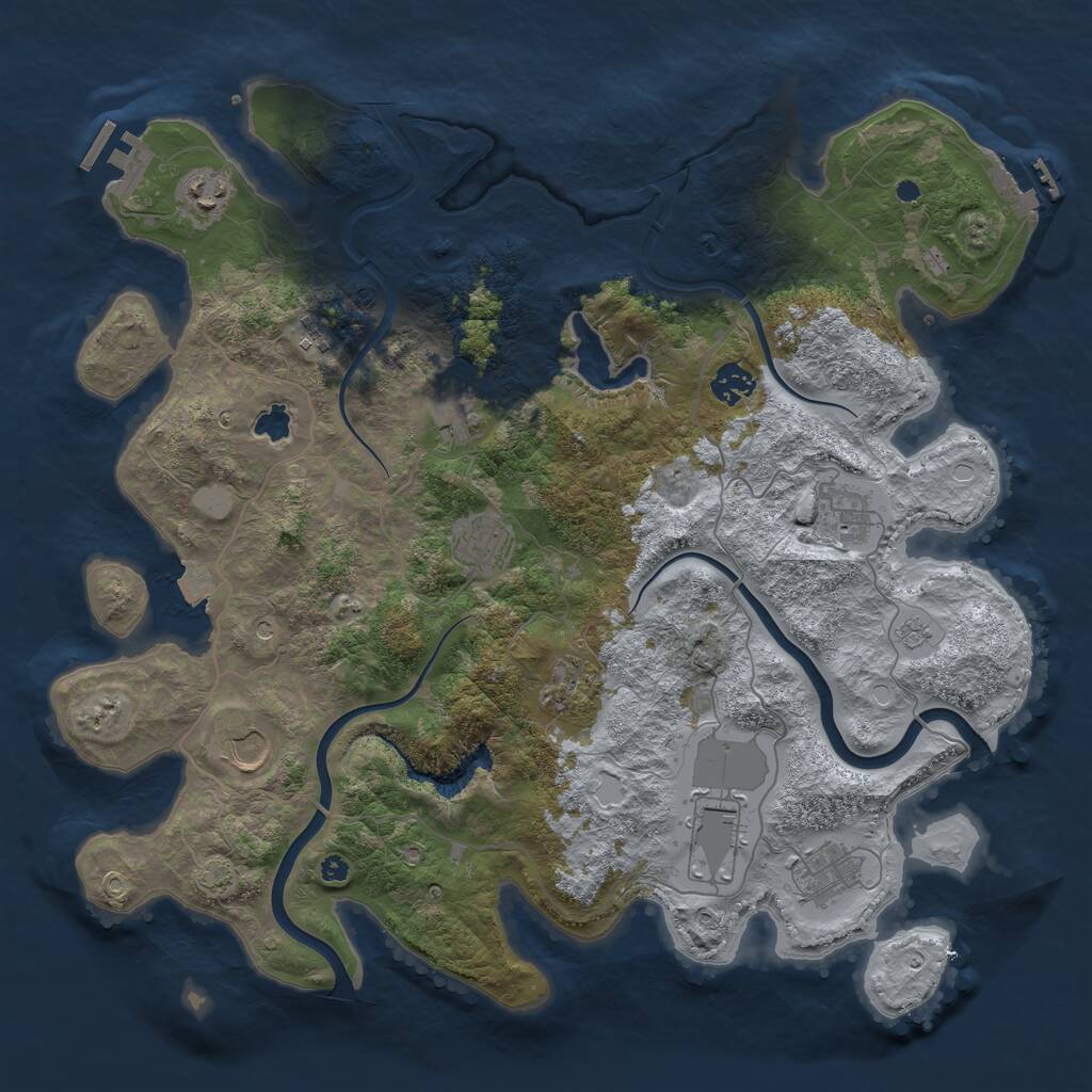 Rust Map: Procedural Map, Size: 4000, Seed: 74443100, 16 Monuments