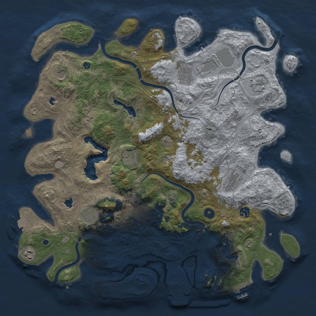 Rust Map: Procedural Map, Size: 4500, Seed: 548215195, 17 Monuments