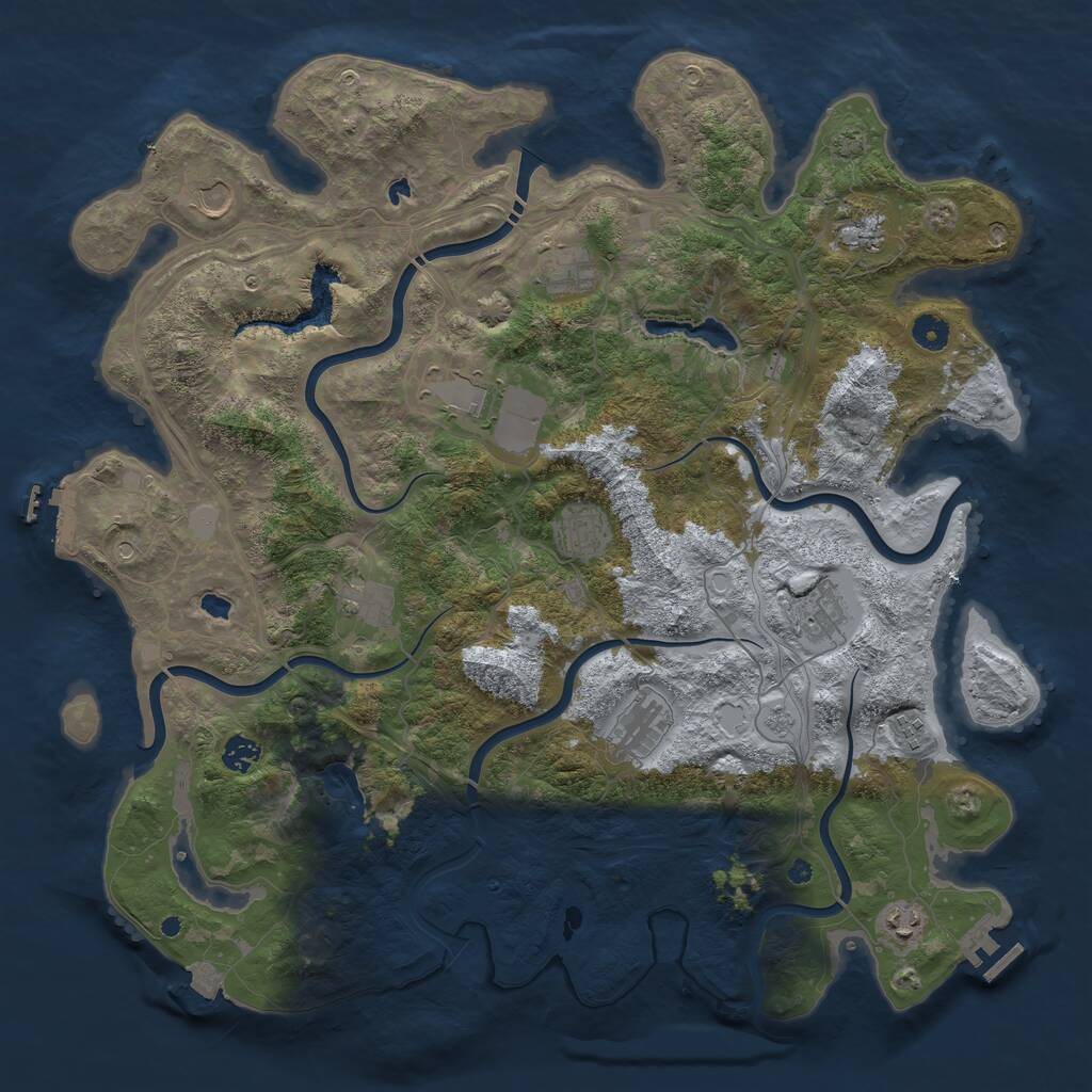 Rust Map: Procedural Map, Size: 4500, Seed: 251691549, 17 Monuments