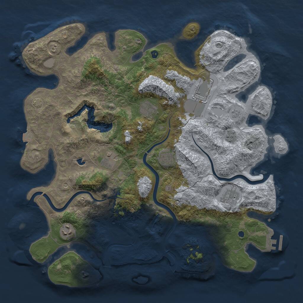 Rust Map: Procedural Map, Size: 4000, Seed: 828513097, 12 Monuments