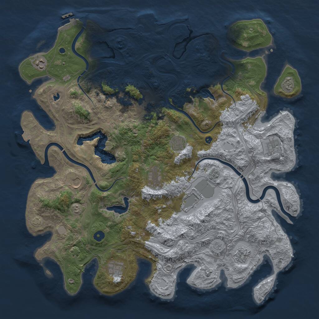 Rust Map: Procedural Map, Size: 4500, Seed: 673438927, 16 Monuments