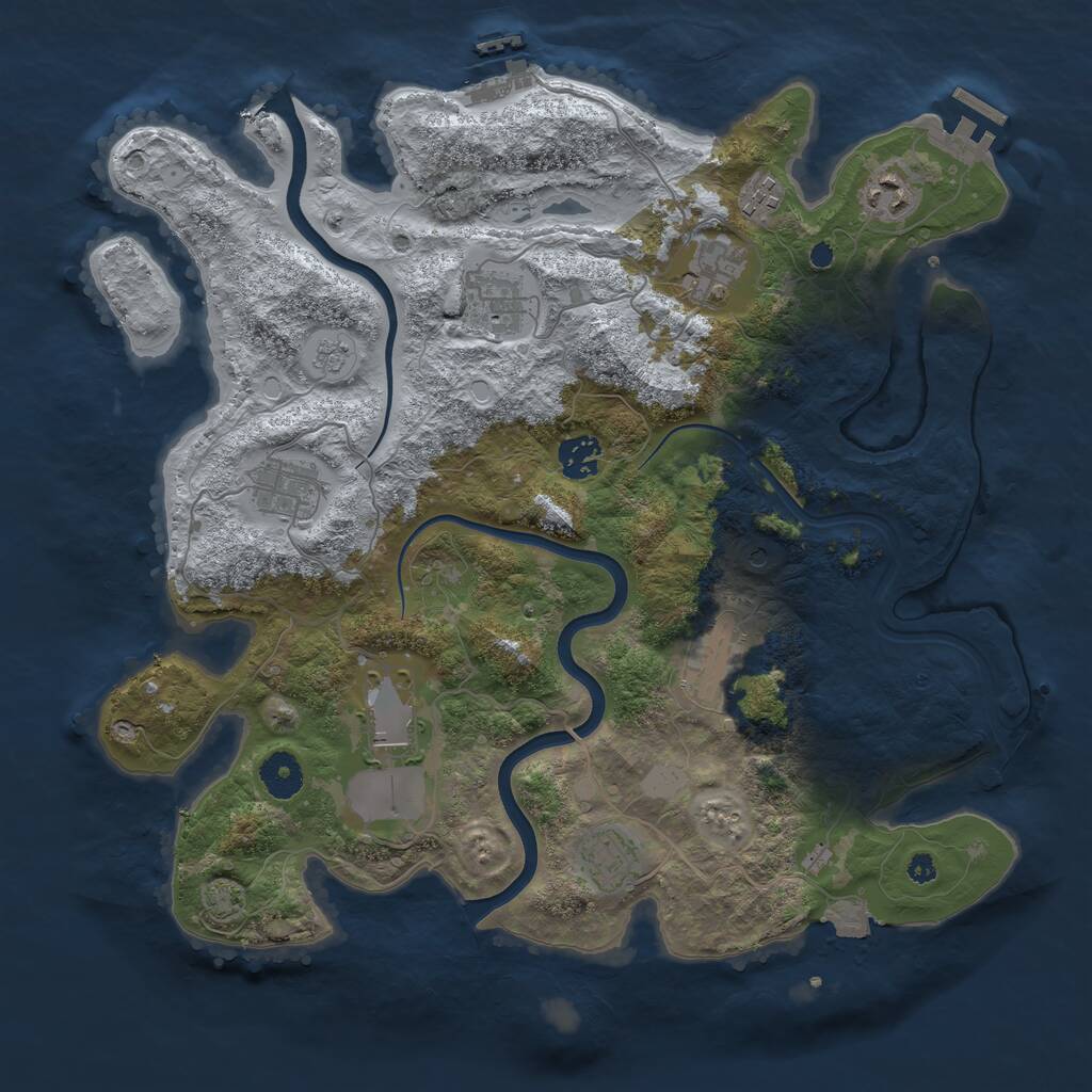Rust Map: Procedural Map, Size: 3750, Seed: 229014446, 15 Monuments