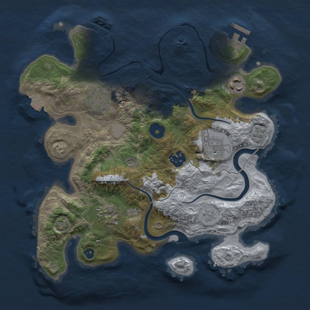 Rust Map: Procedural Map, Size: 3000, Seed: 24287, 12 Monuments