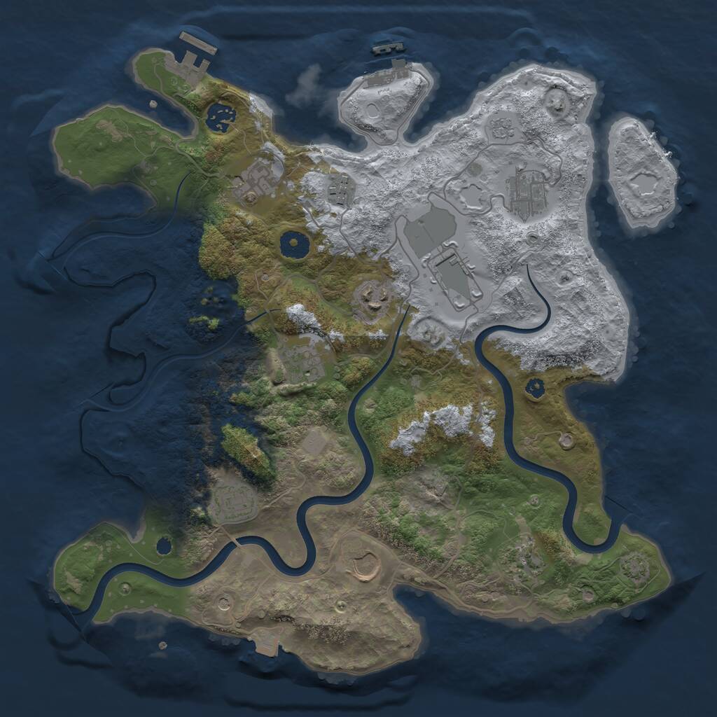 Rust Map: Procedural Map, Size: 3700, Seed: 244475285, 16 Monuments