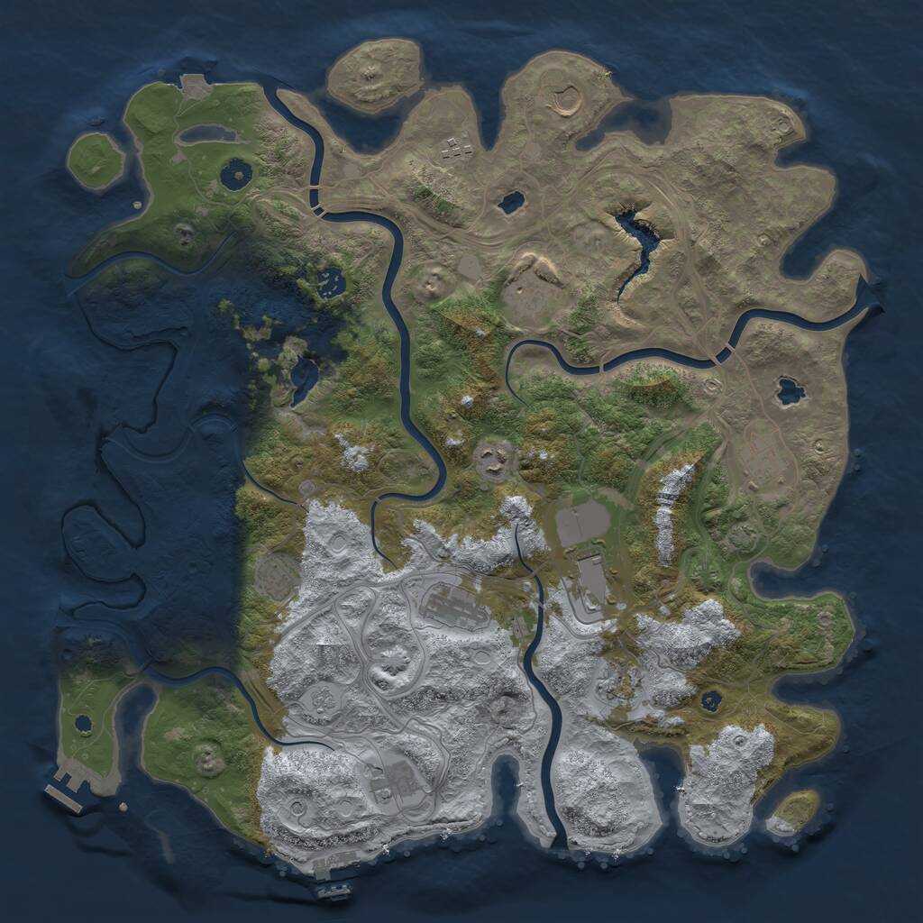 Rust Map: Procedural Map, Size: 4500, Seed: 534384243, 17 Monuments