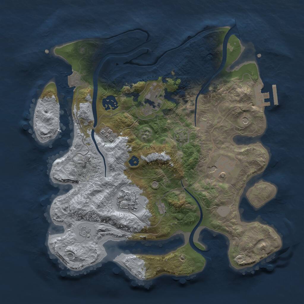 Rust Map: Procedural Map, Size: 3000, Seed: 488601037, 10 Monuments