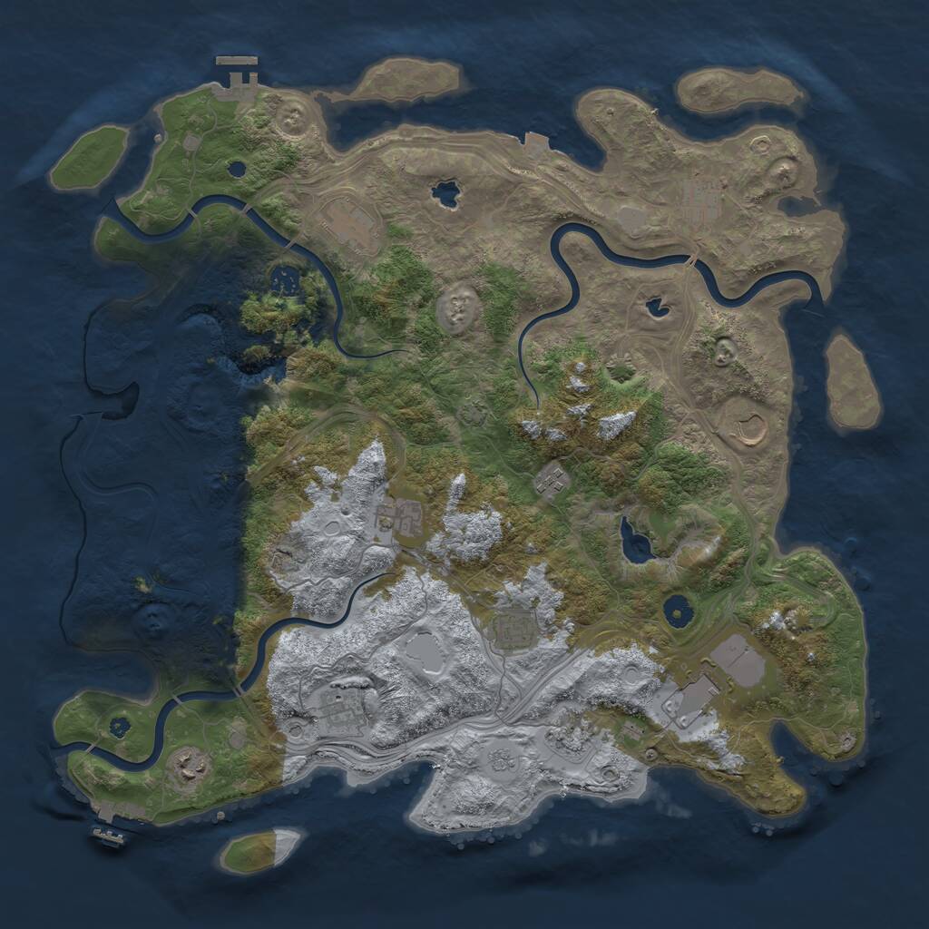 Rust Map: Procedural Map, Size: 4500, Seed: 77652, 17 Monuments