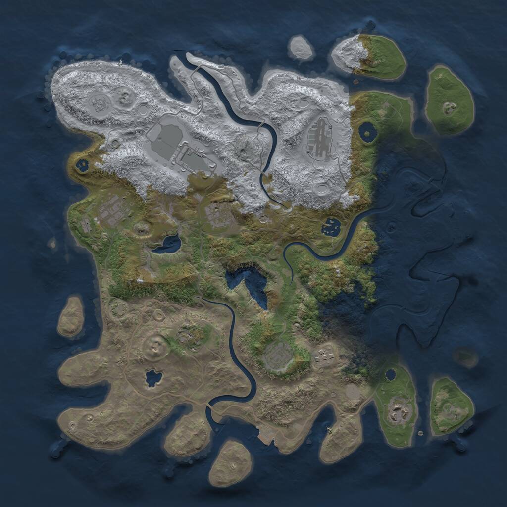 Rust Map: Procedural Map, Size: 4000, Seed: 2001834974, 14 Monuments