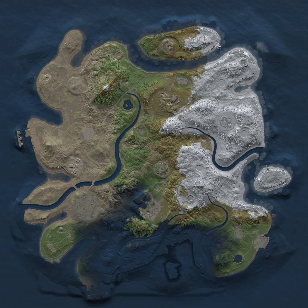 Rust Map: Procedural Map, Size: 3000, Seed: 11379, 10 Monuments