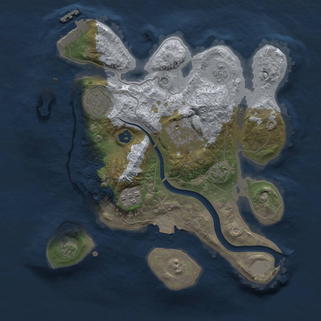 Rust Map: Procedural Map, Size: 2500, Seed: 1488710715, 8 Monuments