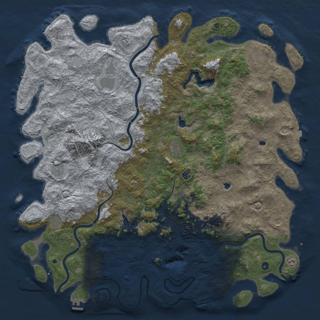 Rust Map: Procedural Map, Size: 6000, Seed: 124978377, 17 Monuments