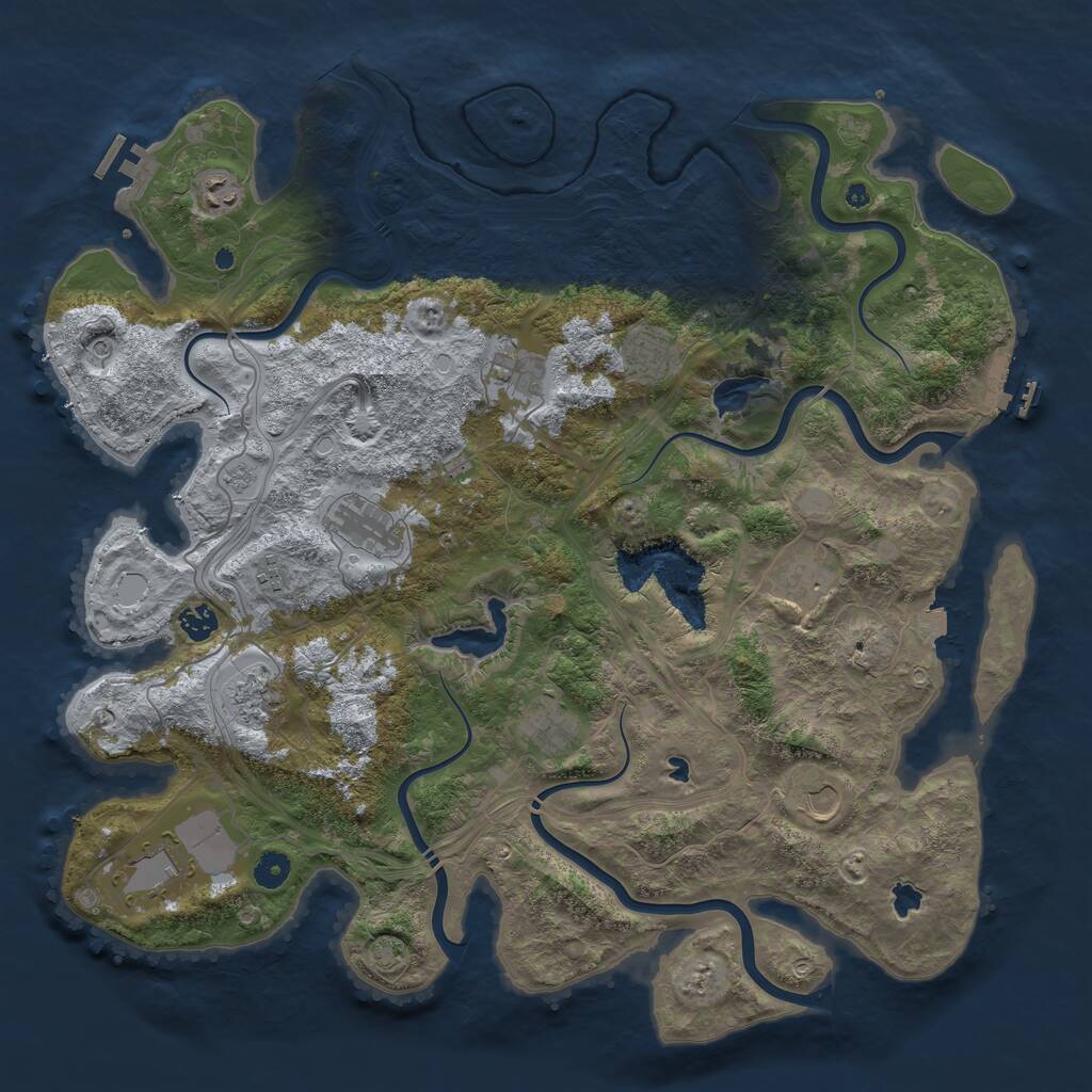 Rust Map: Procedural Map, Size: 4500, Seed: 838092479, 17 Monuments
