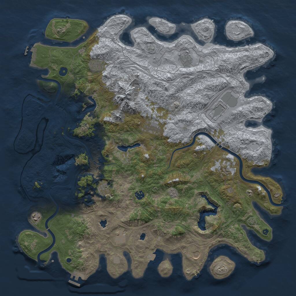 Rust Map: Procedural Map, Size: 5000, Seed: 1223365047, 17 Monuments