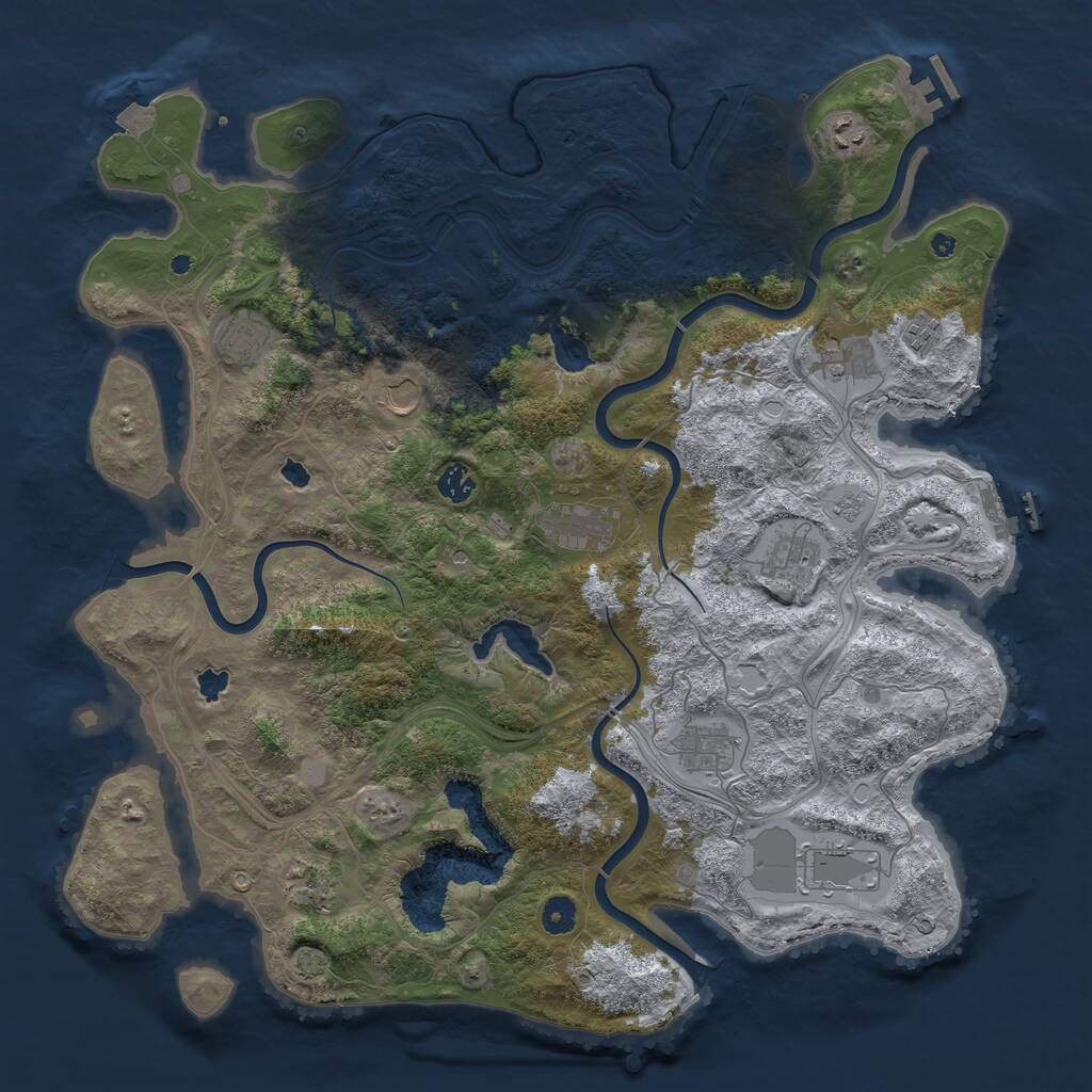 Rust Map: Procedural Map, Size: 4500, Seed: 1780786112, 17 Monuments