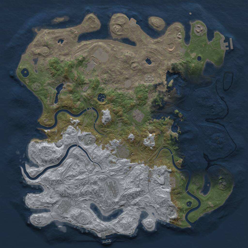 Rust Map: Procedural Map, Size: 4500, Seed: 1364713578, 16 Monuments