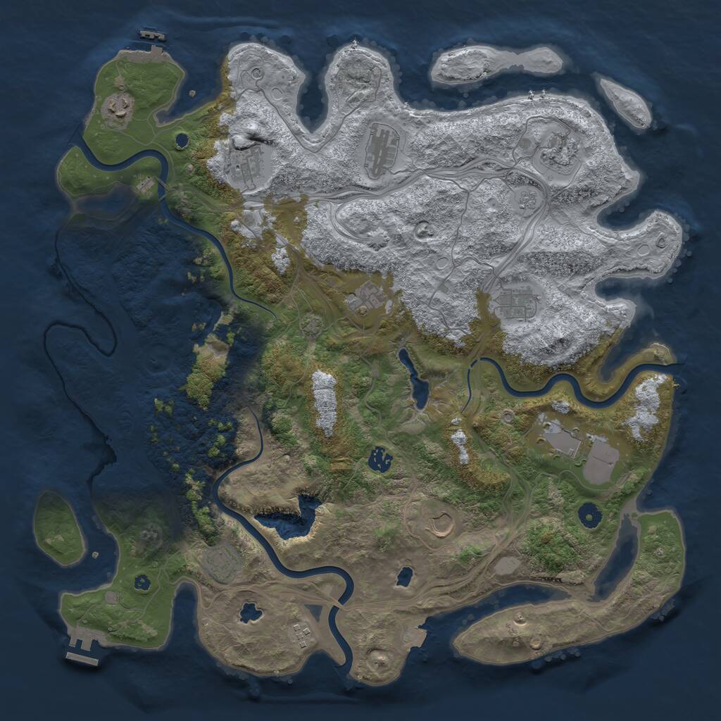 Rust Map: Procedural Map, Size: 4500, Seed: 833671817, 17 Monuments