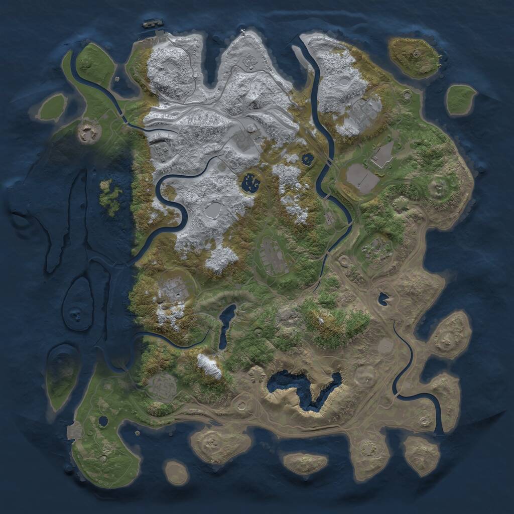 Rust Map: Procedural Map, Size: 4250, Seed: 1336224380, 16 Monuments