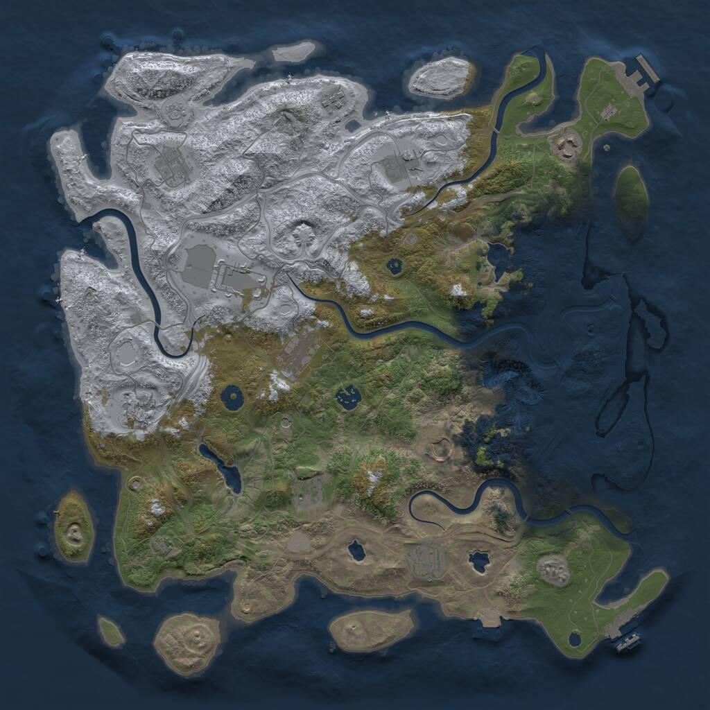 Rust Map: Procedural Map, Size: 4500, Seed: 84145064, 17 Monuments