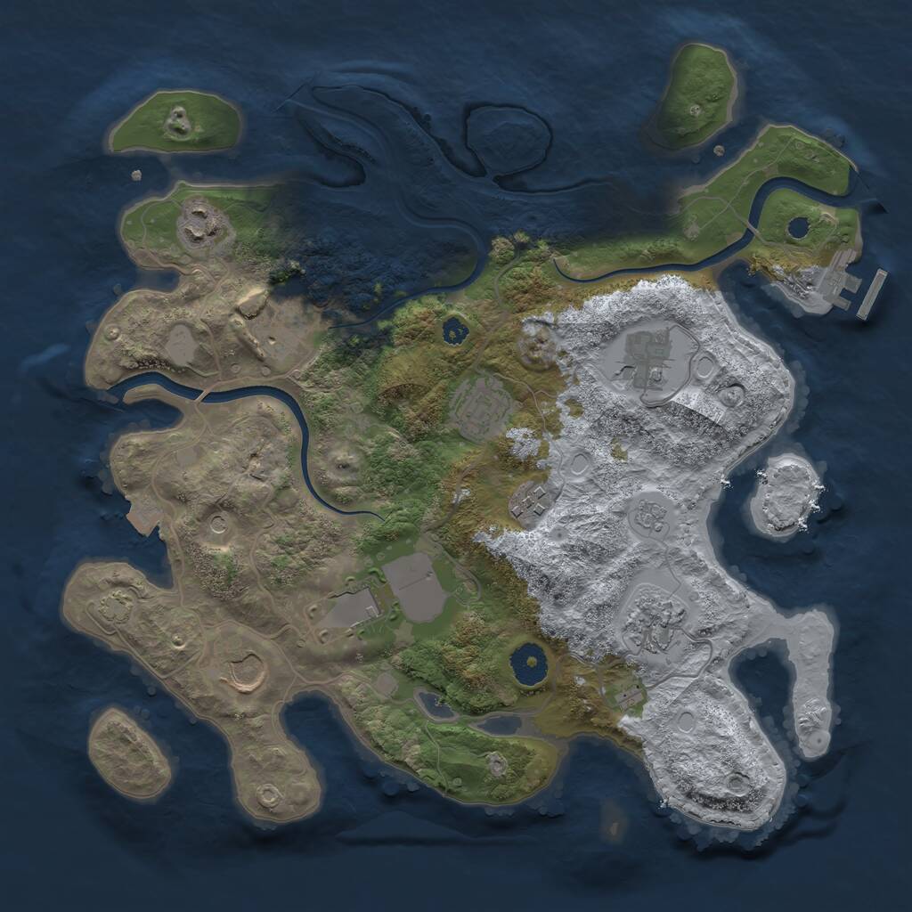 Rust Map: Procedural Map, Size: 3500, Seed: 1247313597, 13 Monuments