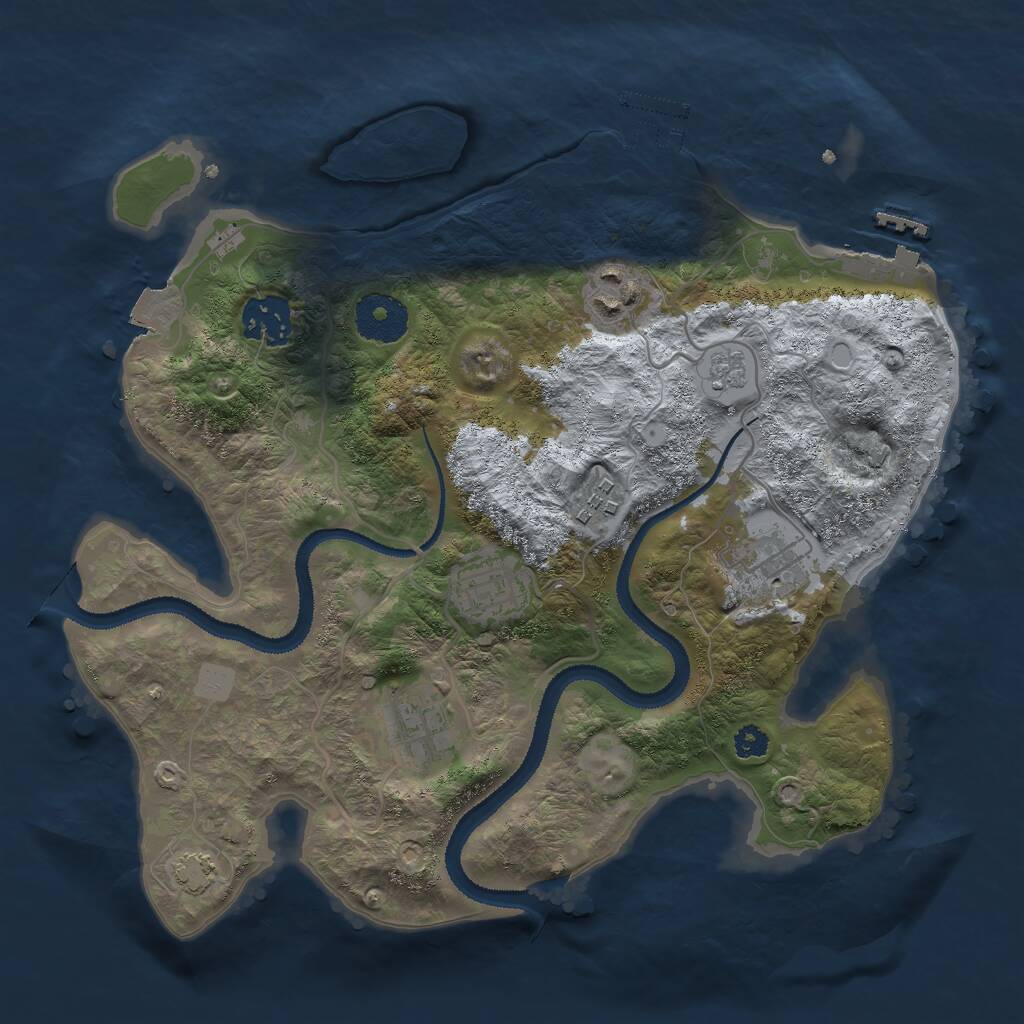 Rust Map: Procedural Map, Size: 3000, Seed: 502789099, 11 Monuments