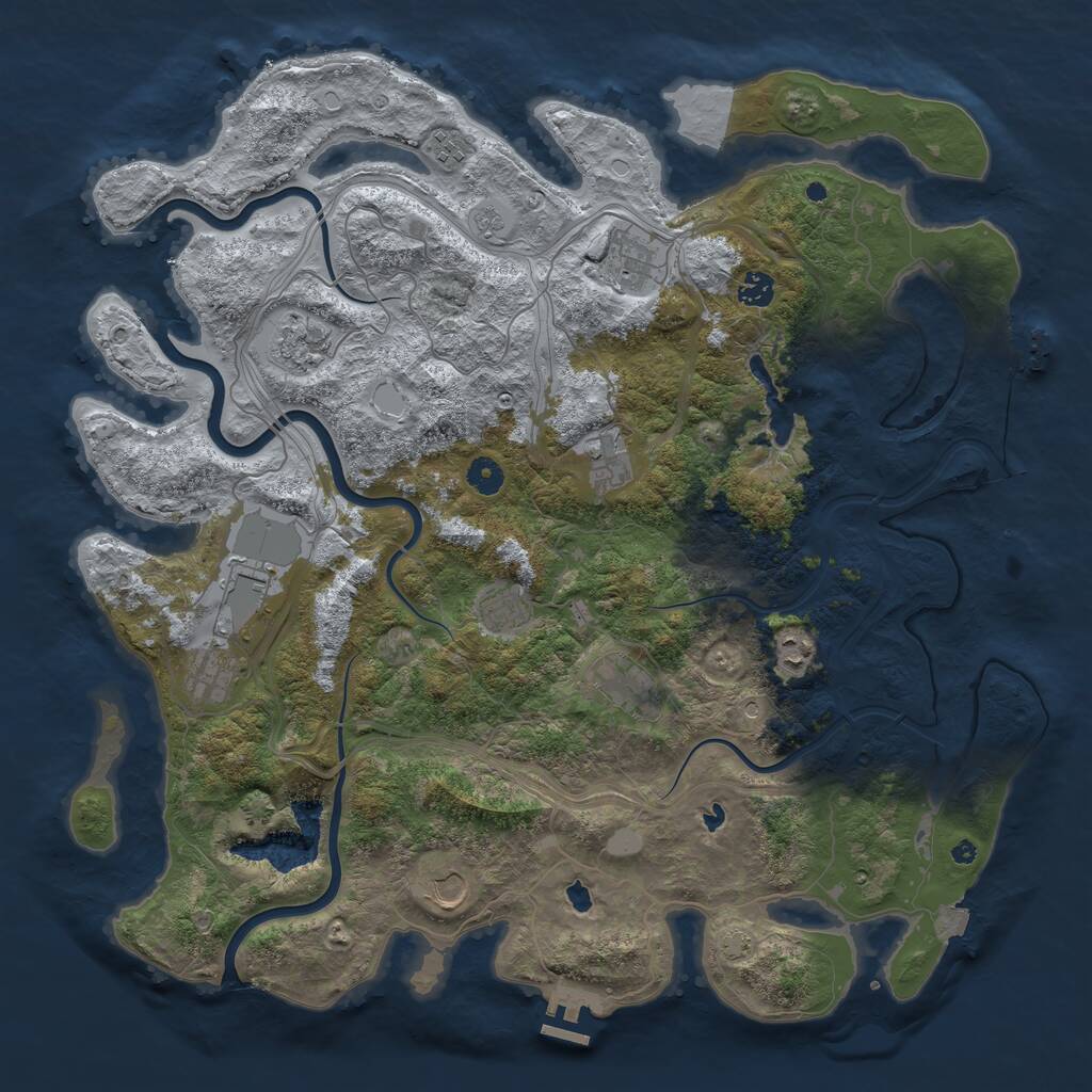 Rust Map: Procedural Map, Size: 4500, Seed: 748948342, 17 Monuments