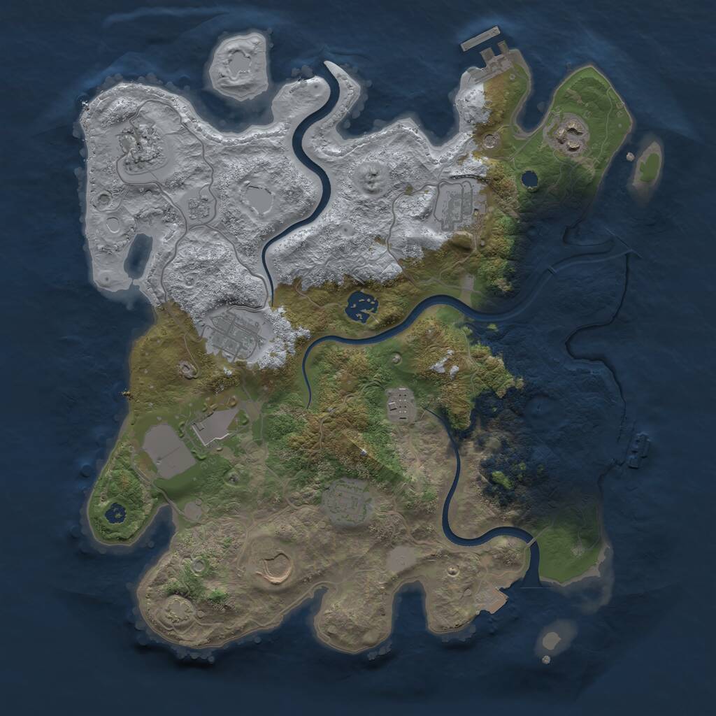 Rust Map: Procedural Map, Size: 3500, Seed: 927064918, 15 Monuments