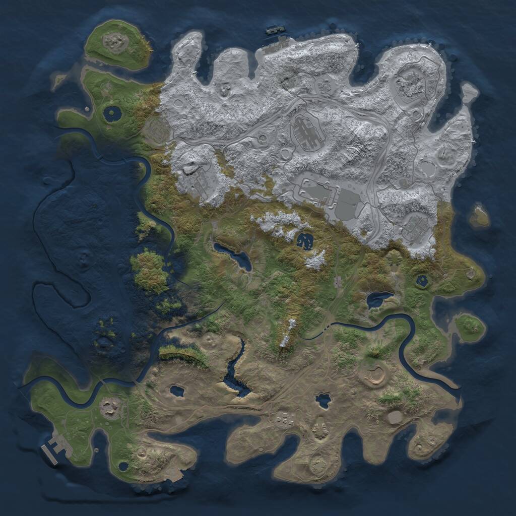 Rust Map: Procedural Map, Size: 4500, Seed: 258365497, 16 Monuments