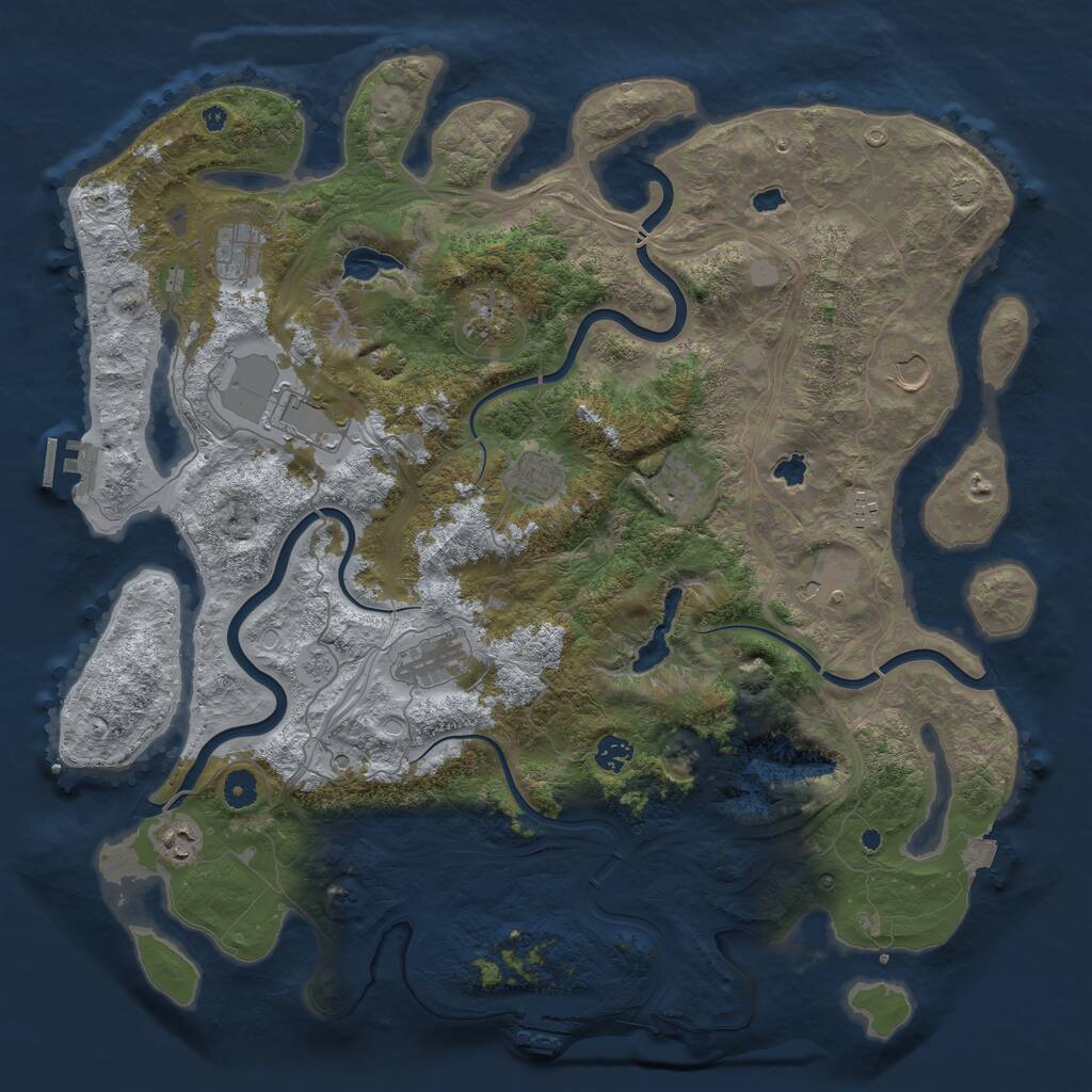 Rust Map: Procedural Map, Size: 4500, Seed: 1413483328, 17 Monuments