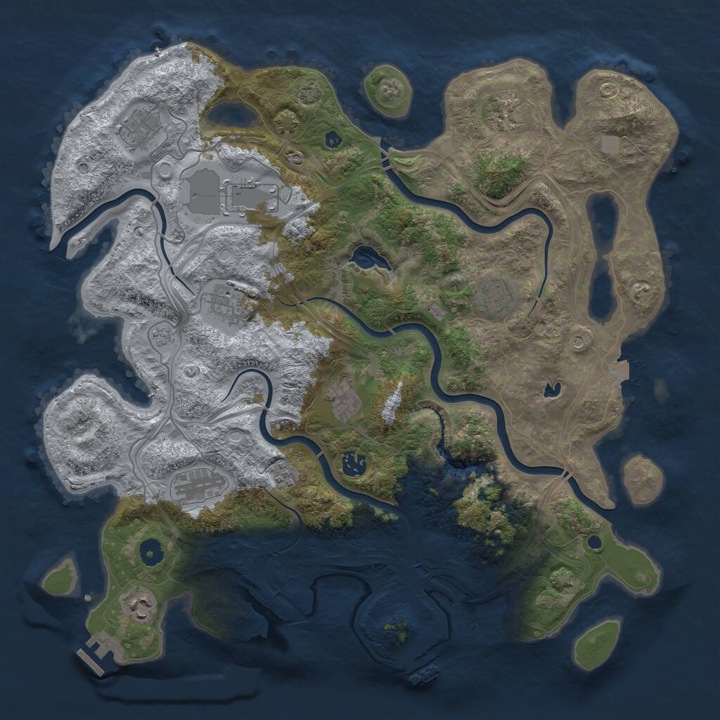 Rust Map: Procedural Map, Size: 4250, Seed: 40145, 16 Monuments