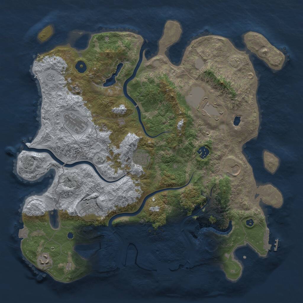 Rust Map: Procedural Map, Size: 4000, Seed: 54165, 14 Monuments