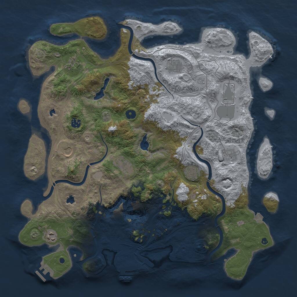Rust Map: Procedural Map, Size: 4500, Seed: 7545763, 16 Monuments