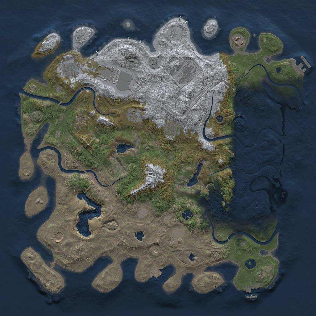 Rust Map: Procedural Map, Size: 4500, Seed: 1166072045, 17 Monuments
