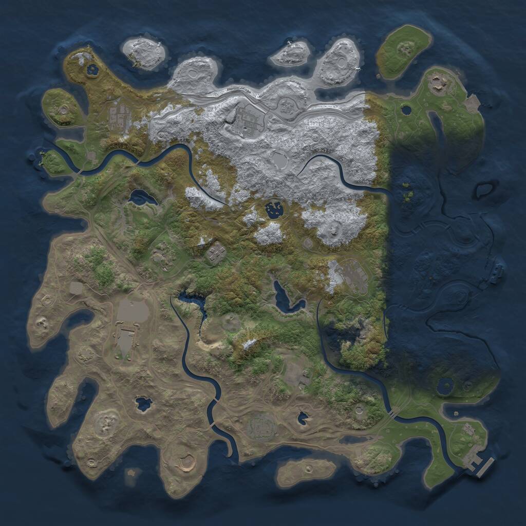 Rust Map: Procedural Map, Size: 4500, Seed: 1989847780, 17 Monuments