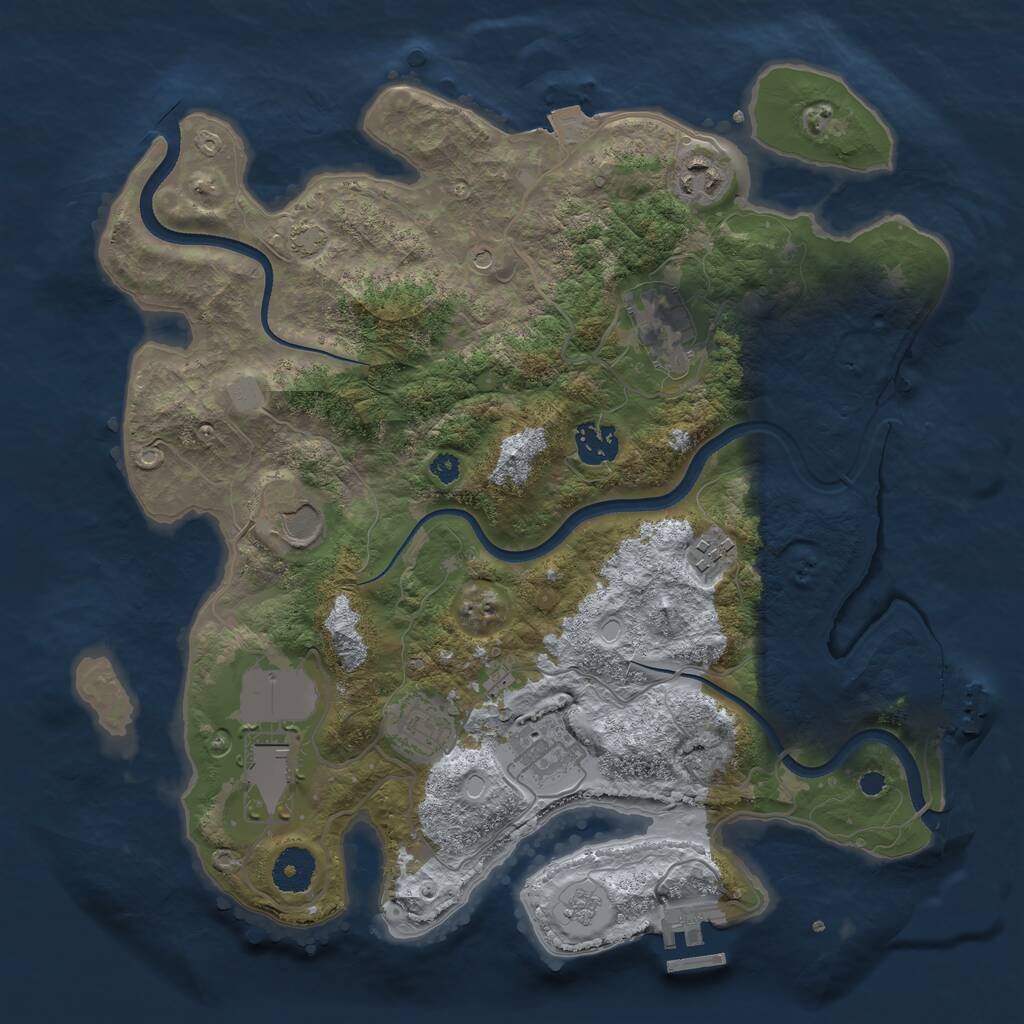 Rust Map: Procedural Map, Size: 3500, Seed: 23236435, 14 Monuments