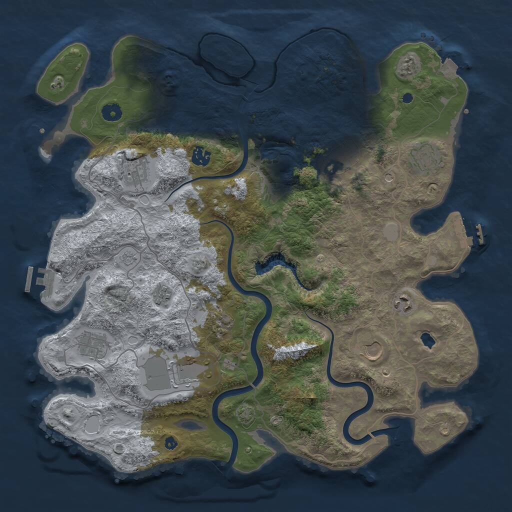 Rust Map: Procedural Map, Size: 4000, Seed: 1421921179, 16 Monuments