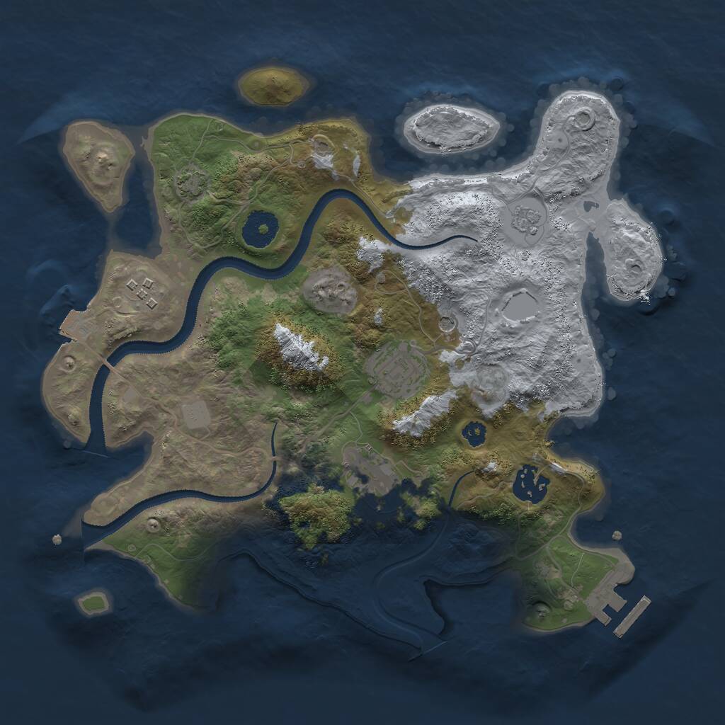 Rust Map: Procedural Map, Size: 3000, Seed: 622790023, 9 Monuments