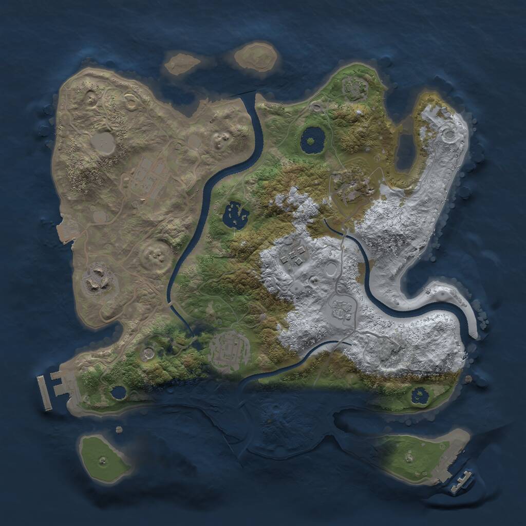 Rust Map: Procedural Map, Size: 3000, Seed: 2029368228, 12 Monuments