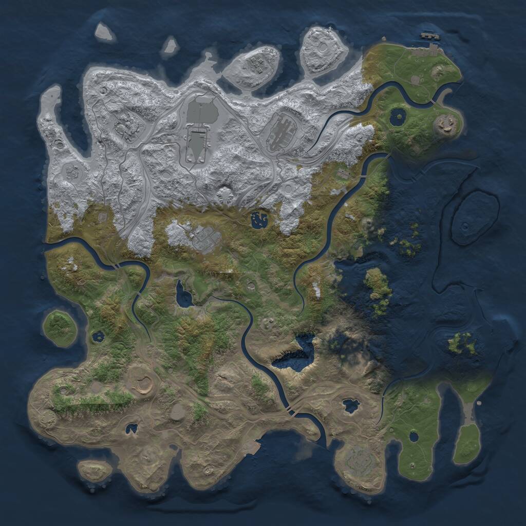 Rust Map: Procedural Map, Size: 4500, Seed: 871046717, 16 Monuments