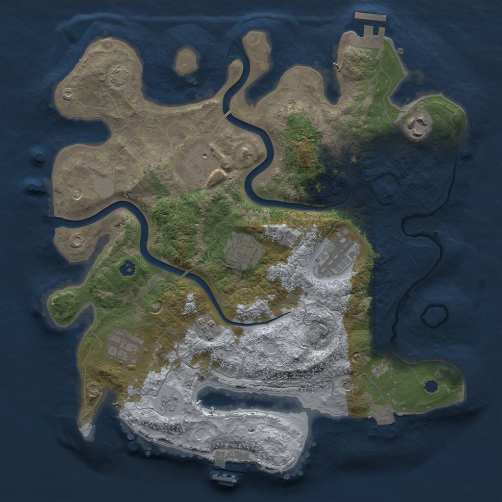 Rust Map: Procedural Map, Size: 3200, Seed: 489602739, 12 Monuments