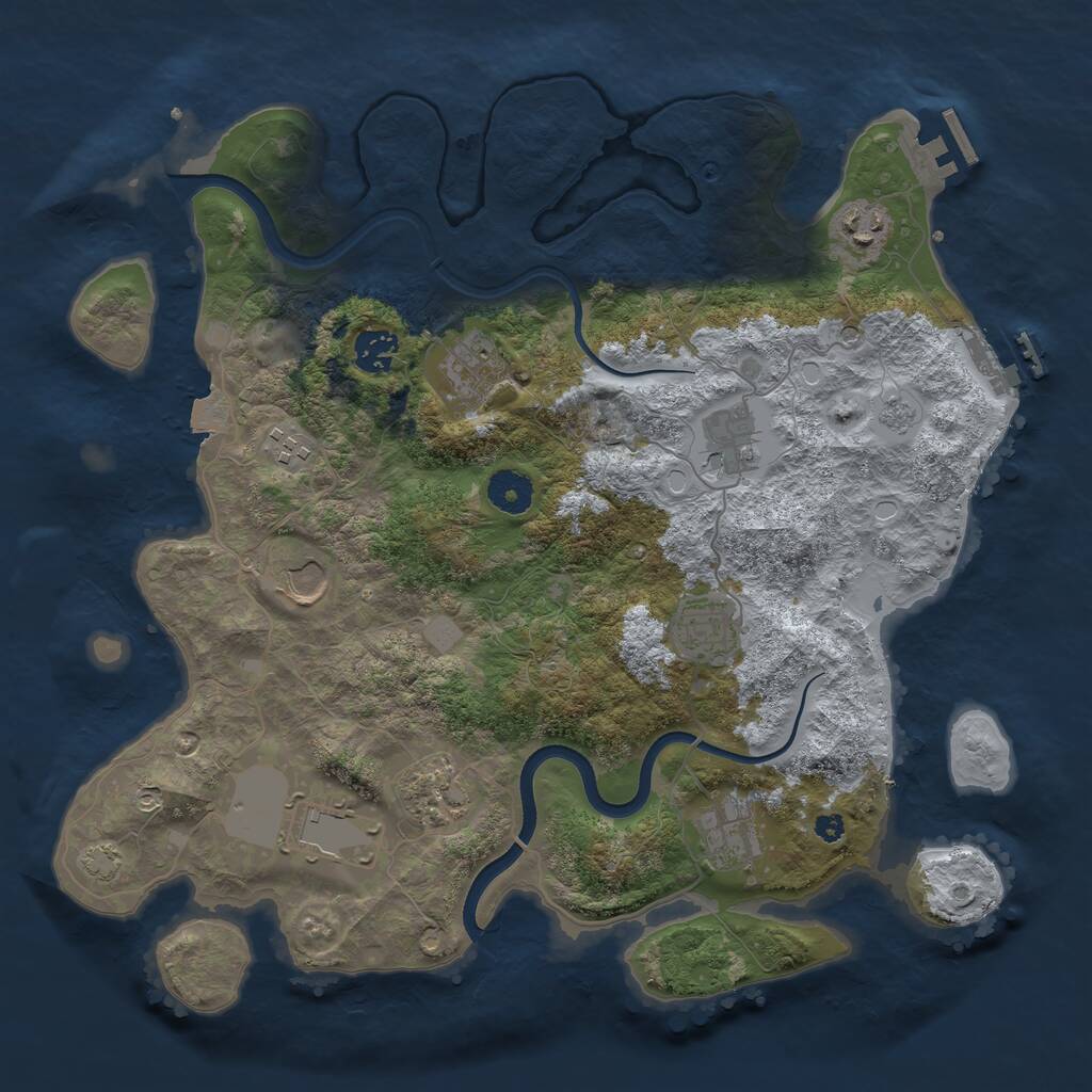 Rust Map: Procedural Map, Size: 3700, Seed: 681354807, 16 Monuments
