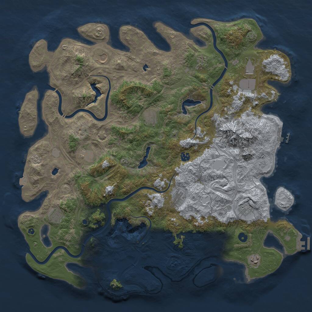 Rust Map: Procedural Map, Size: 5000, Seed: 2138764519, 17 Monuments