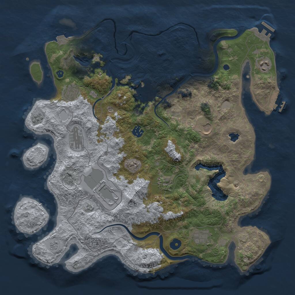 Rust Map: Procedural Map, Size: 4000, Seed: 492858395, 16 Monuments