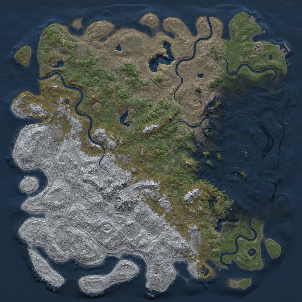 Rust Map: Procedural Map, Size: 5970, Seed: 519991304, 17 Monuments