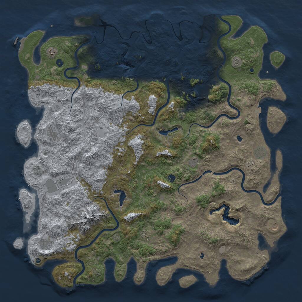 Rust Map: Procedural Map, Size: 6000, Seed: 350616750, 17 Monuments