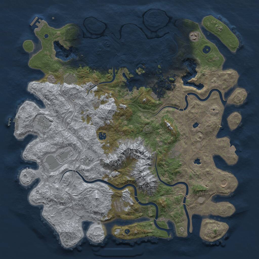 Rust Map: Procedural Map, Size: 5000, Seed: 4098, 17 Monuments