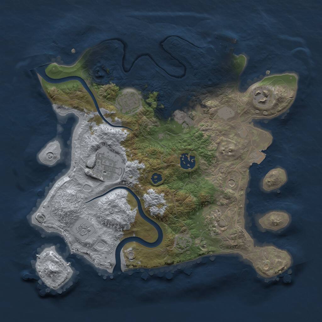 Rust Map: Procedural Map, Size: 3000, Seed: 50050, 11 Monuments